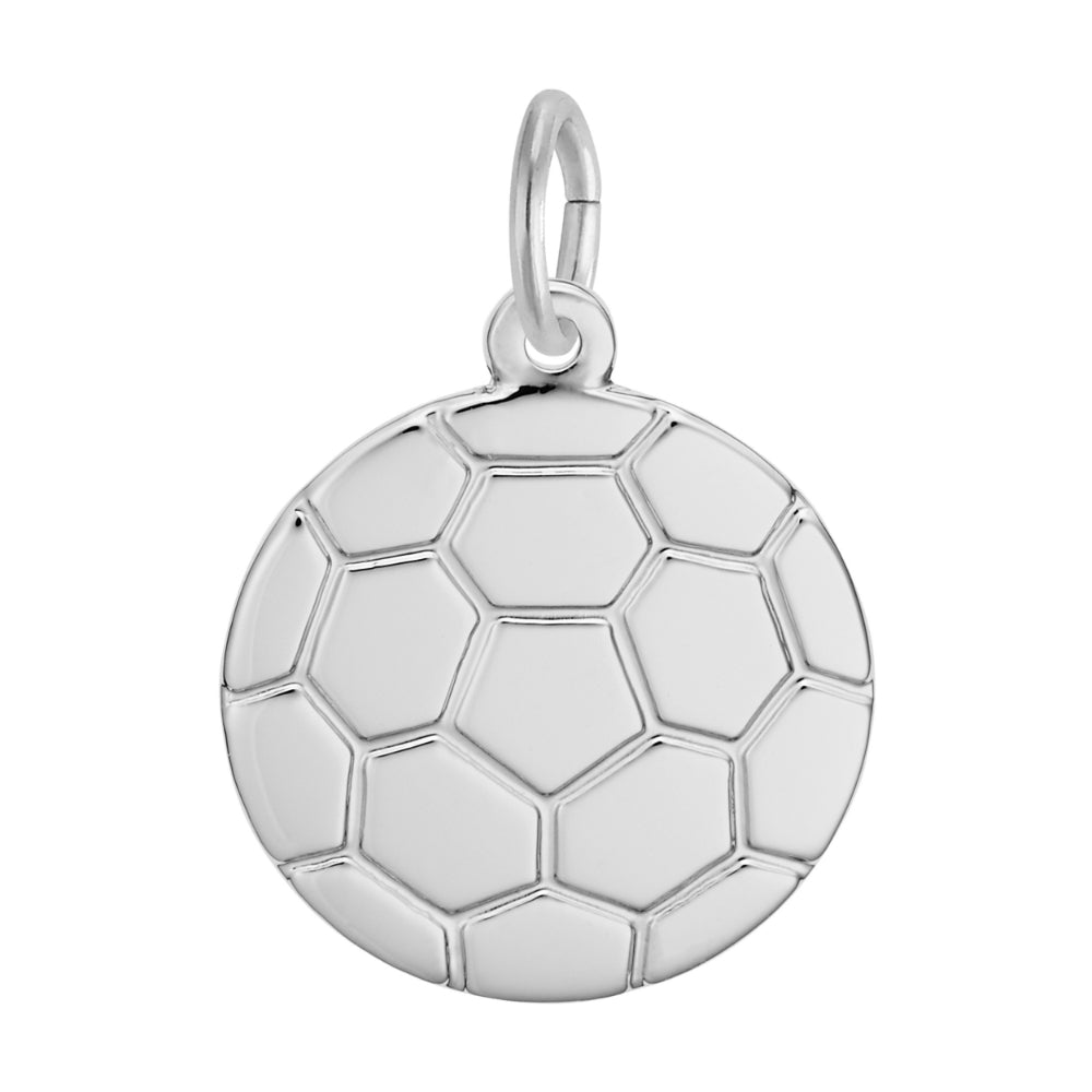 Flat silver soccer ball charm