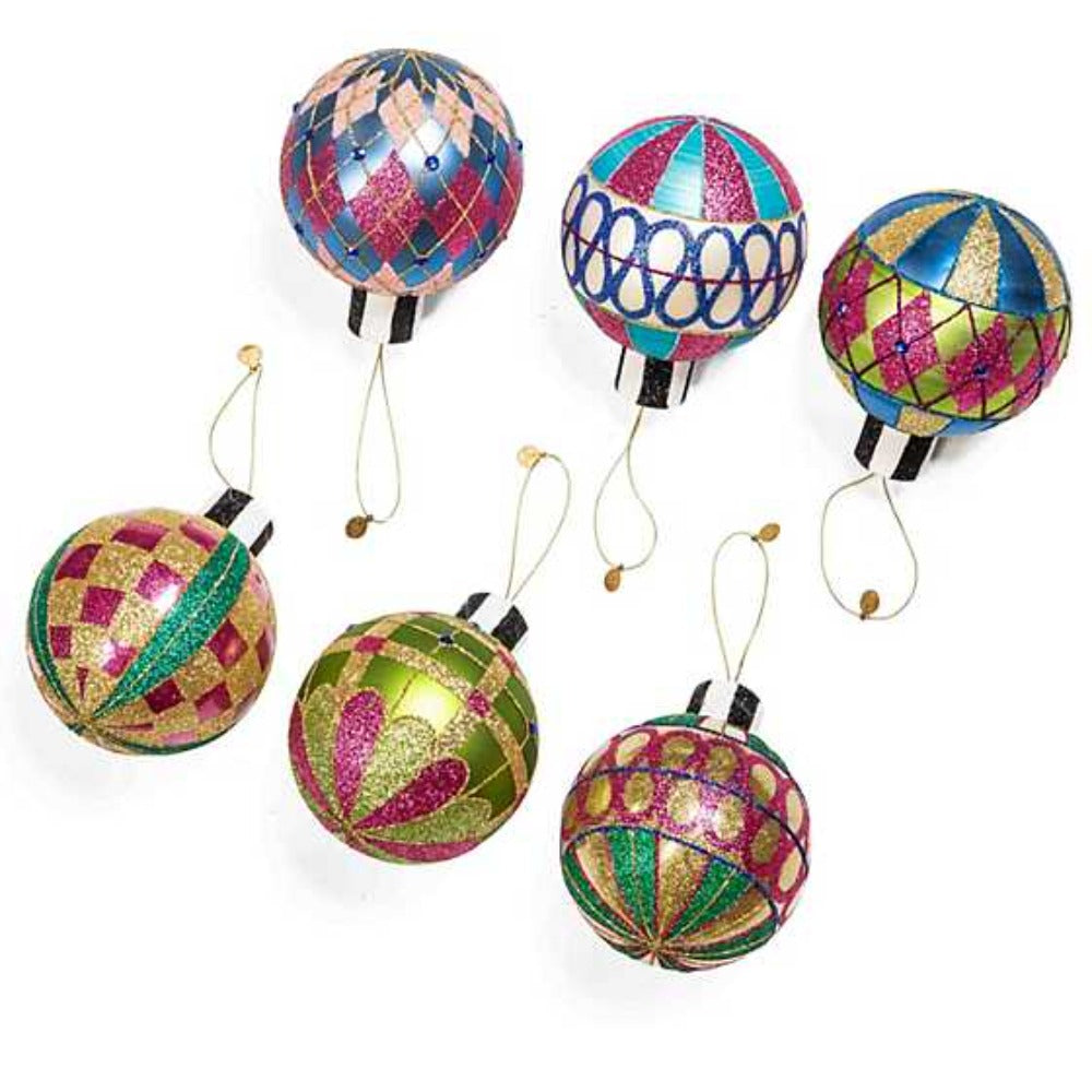 MacKenzieChilds Granny Kitsch Glass Ball Ornaments Set of 6 Smyth