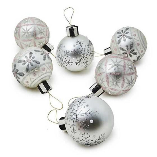 MacKenzie-Childs Crystal Palace Snowflake Glass Ball Ornaments - Set of 6