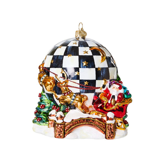 MacKenzie-Childs Around the World Santa Glass Ornament