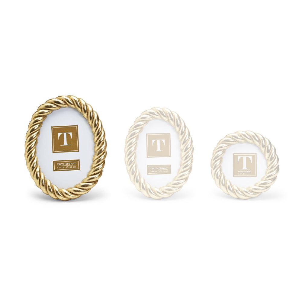 Two's Company Gilded Rope Gold Finish Photo Frame
