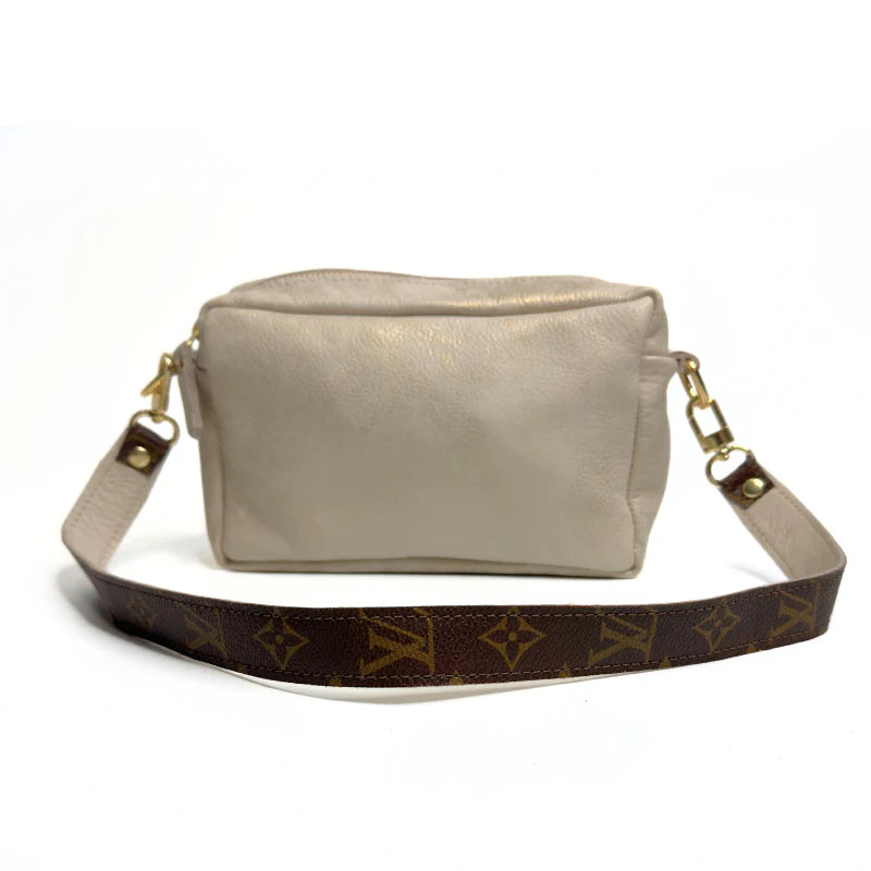 Beaudin Designs Val Shoulder Bag in Stone Leather & Upcycled LV