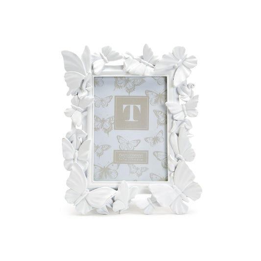 Two's Company White Butterfly 5x7 Photo Frame
