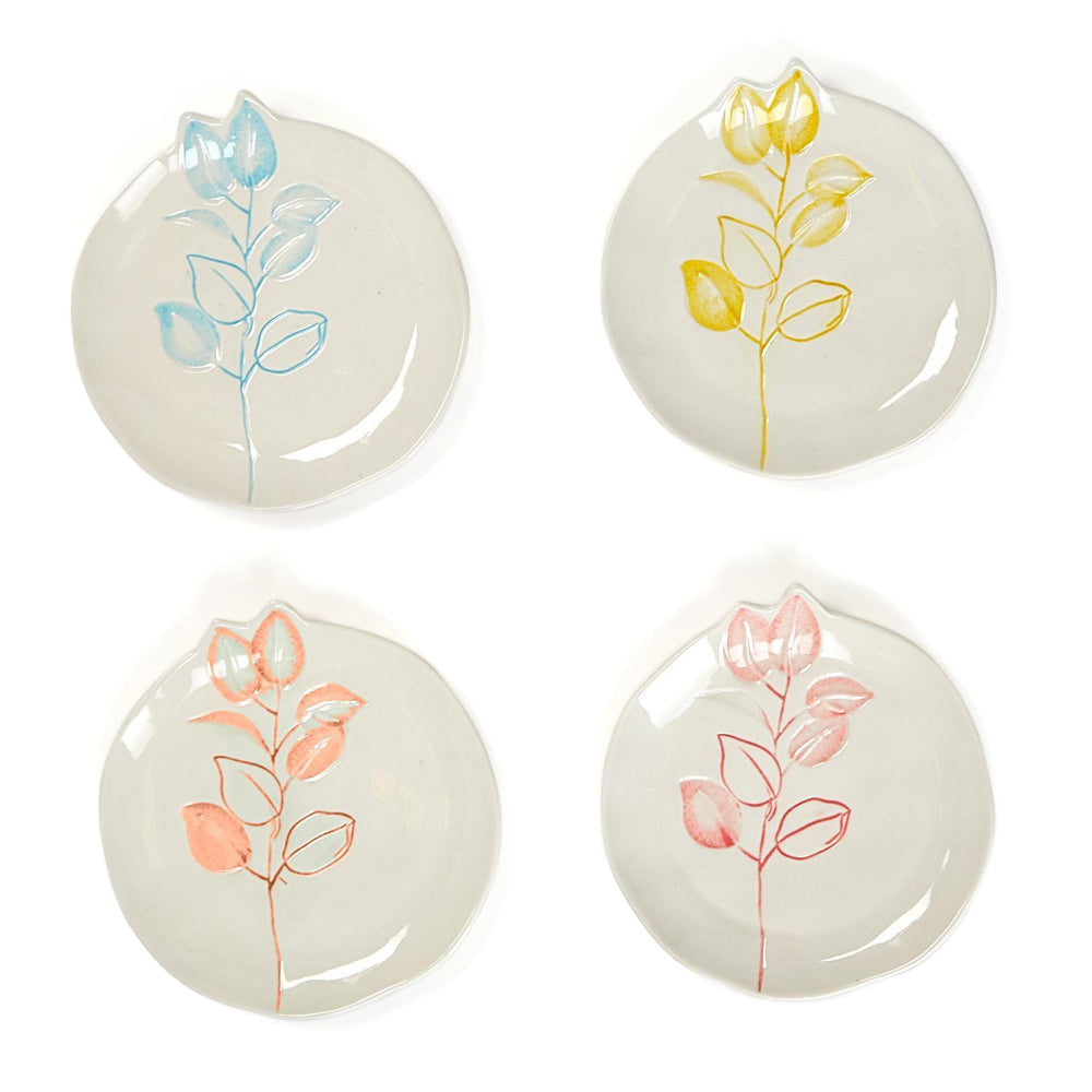 Two's Company Full on Color Hand-Painted Tidbit Plates - Set of 4