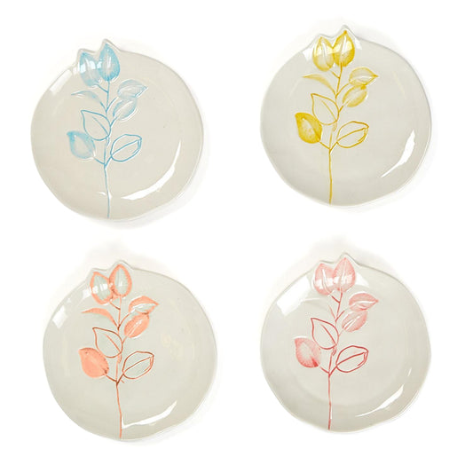 Two's Company Full on Color Hand-Painted Tidbit Plates - Set of 4