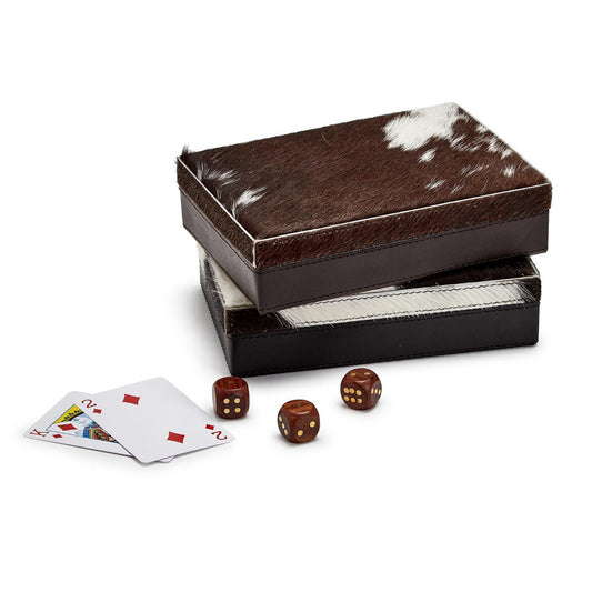 Two's Company Genuine Cowhide Playing Card Set in Hand-Crafted Box