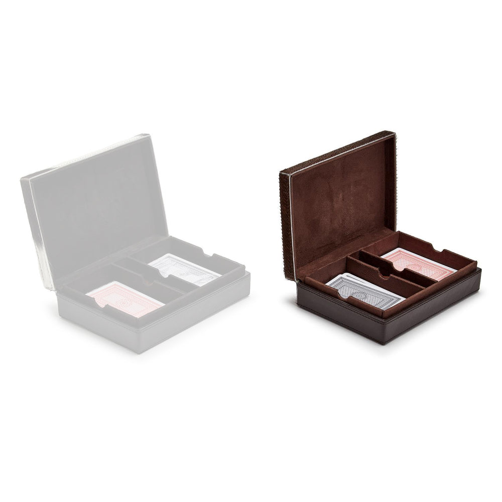 Two's Company Genuine Cowhide Playing Card Set in Hand-Crafted Box