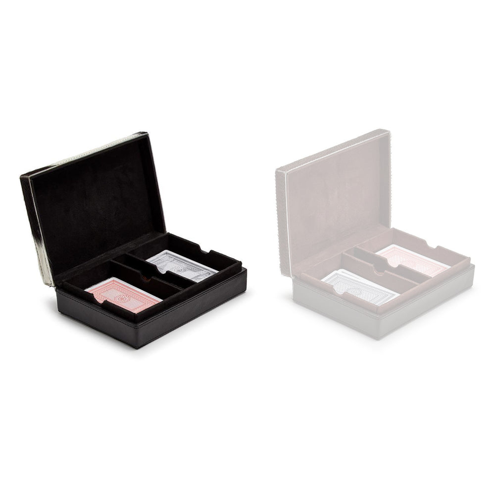 Two's Company Genuine Cowhide Playing Card Set in Hand-Crafted Box