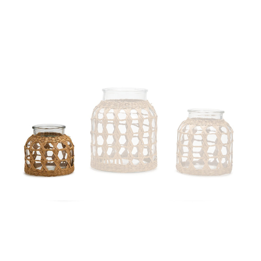 Two's Company Hand-Woven Lattice Vase