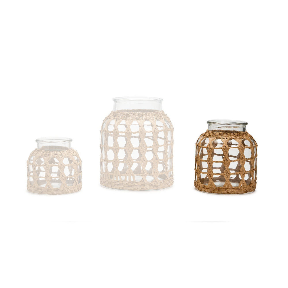 Two's Company Hand-Woven Lattice Vase