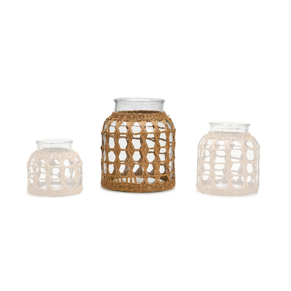 Two's Company Hand-Woven Lattice Vase