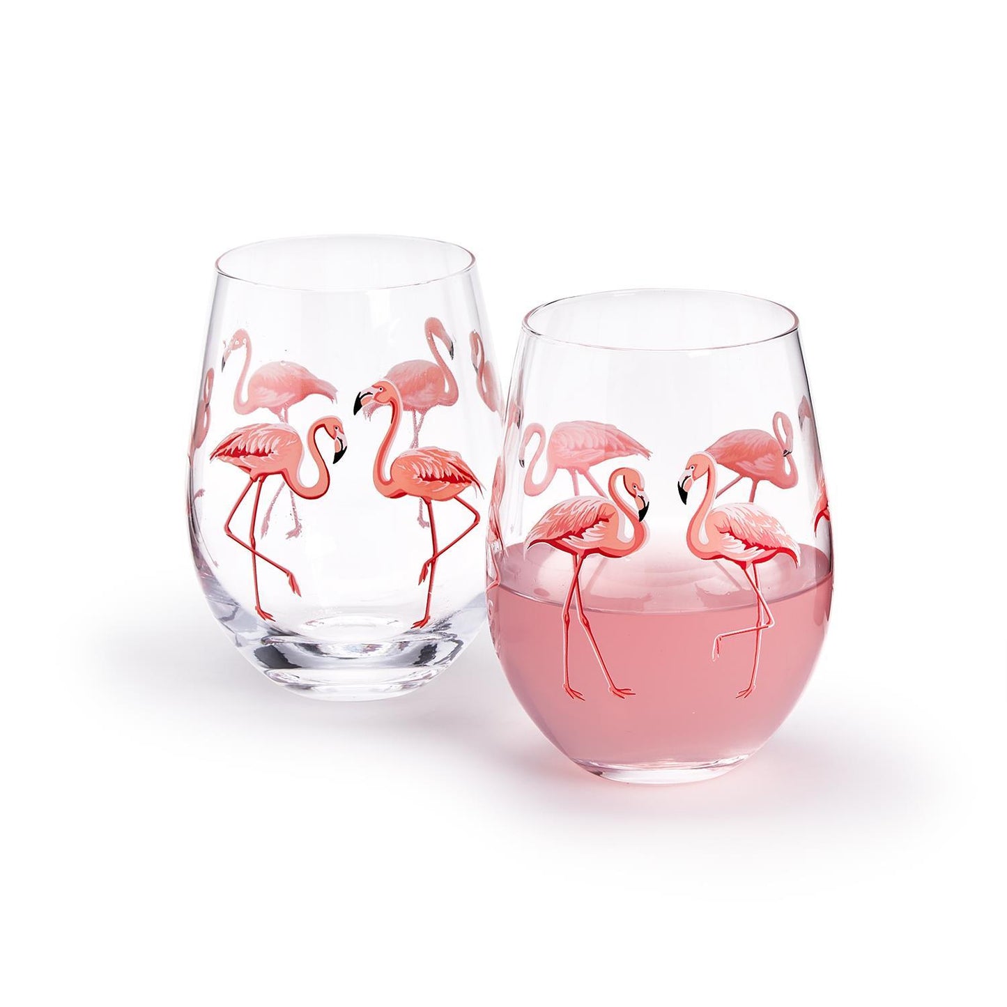 Two's Company Flamingo Stemless Wine Glass