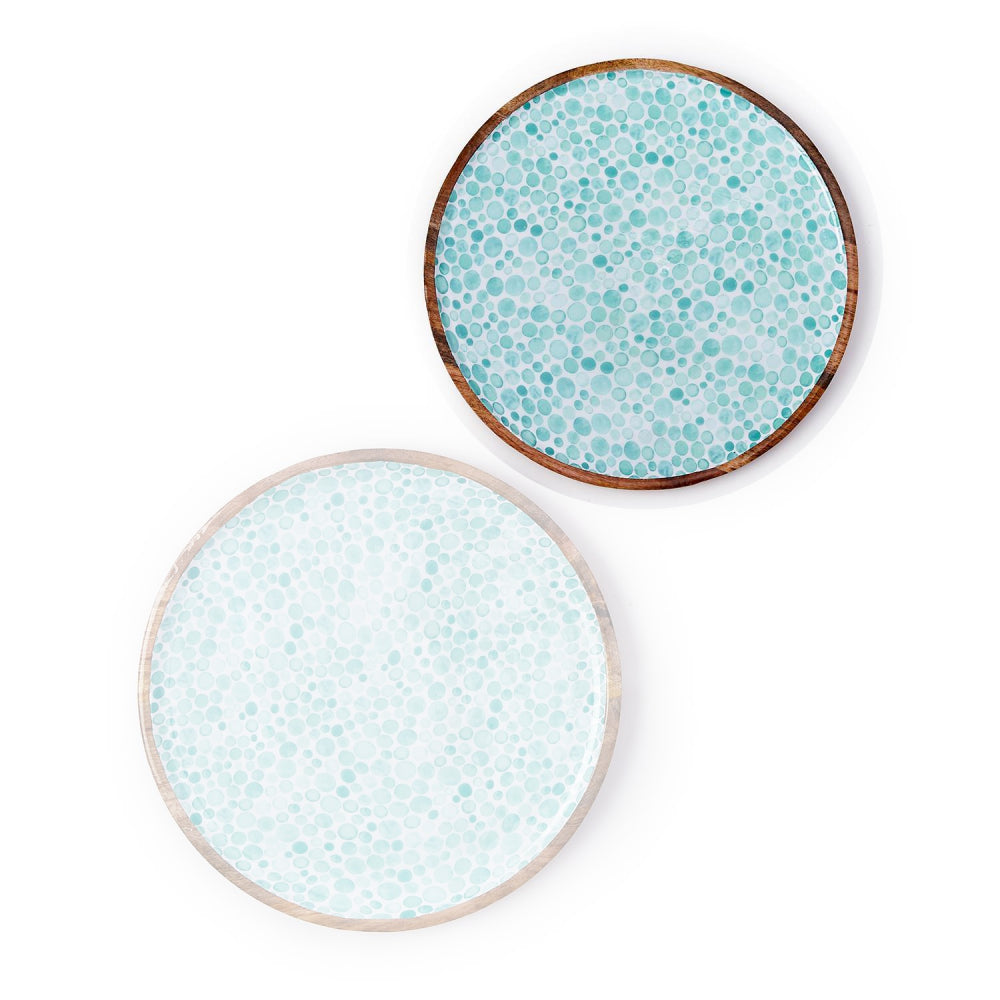 Two's Company Drops Round Wood Tray