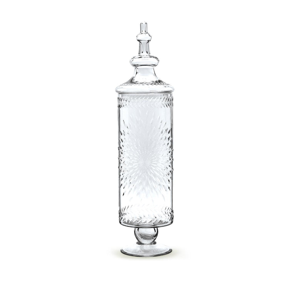Two's Company Hand-Etched Footed Apothecary Jar with Lid