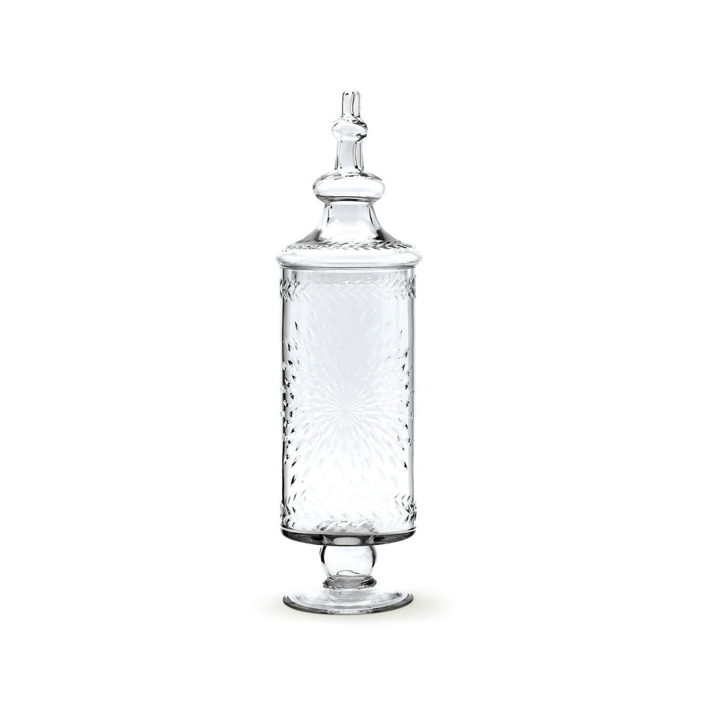 Two's Company Hand-Etched Footed Apothecary Jar with Lid