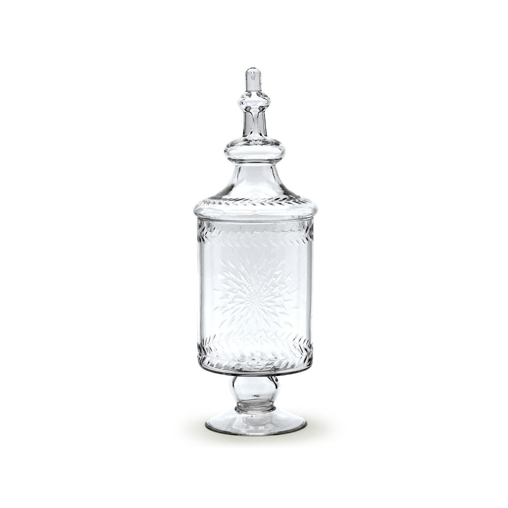 Two's Company Hand-Etched Footed Apothecary Jar with Lid