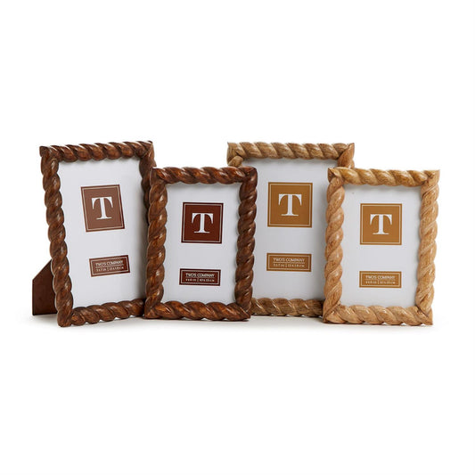Two's Company Hand-Carved Twist Photo Frame