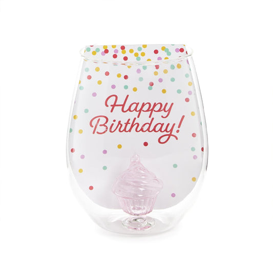 Two's Company Celebration Cupcake Stemless Wine Glass
