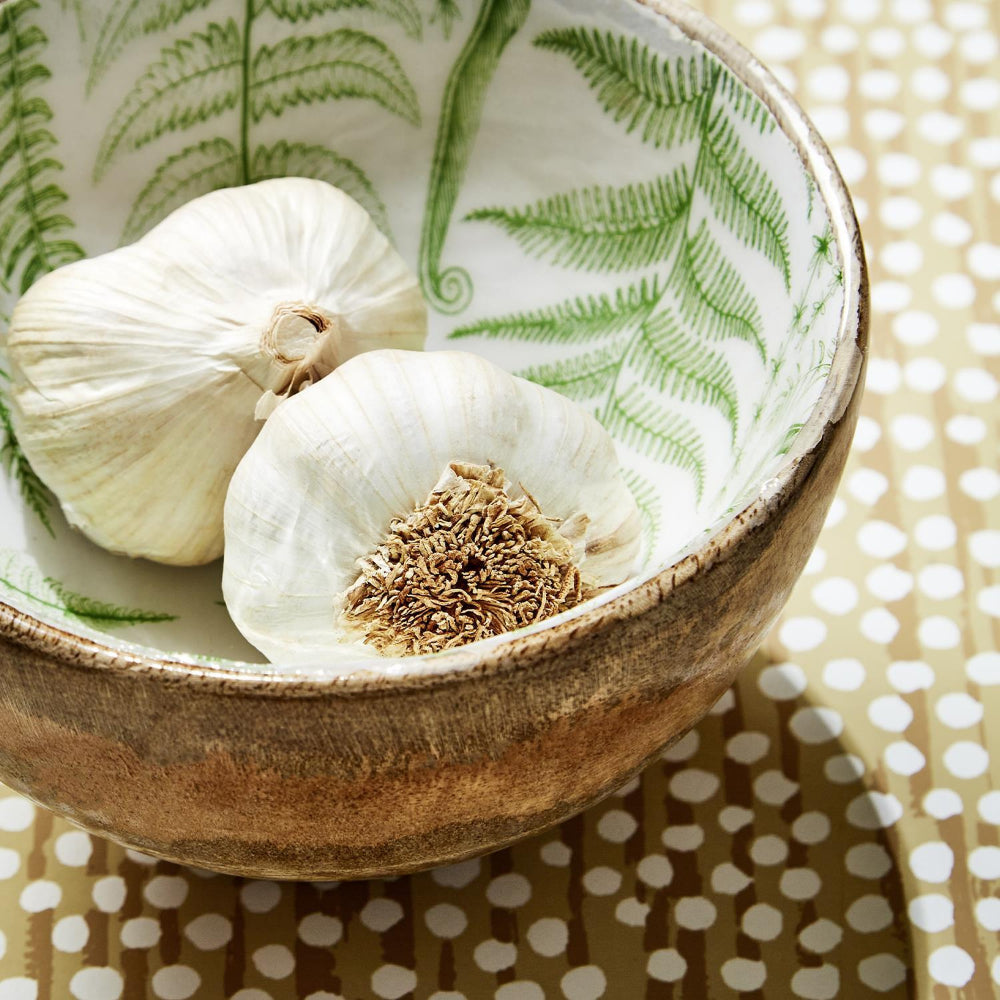 Two's Company Fanciful Fern Hand-Crafted Wood Pedestal Bowls