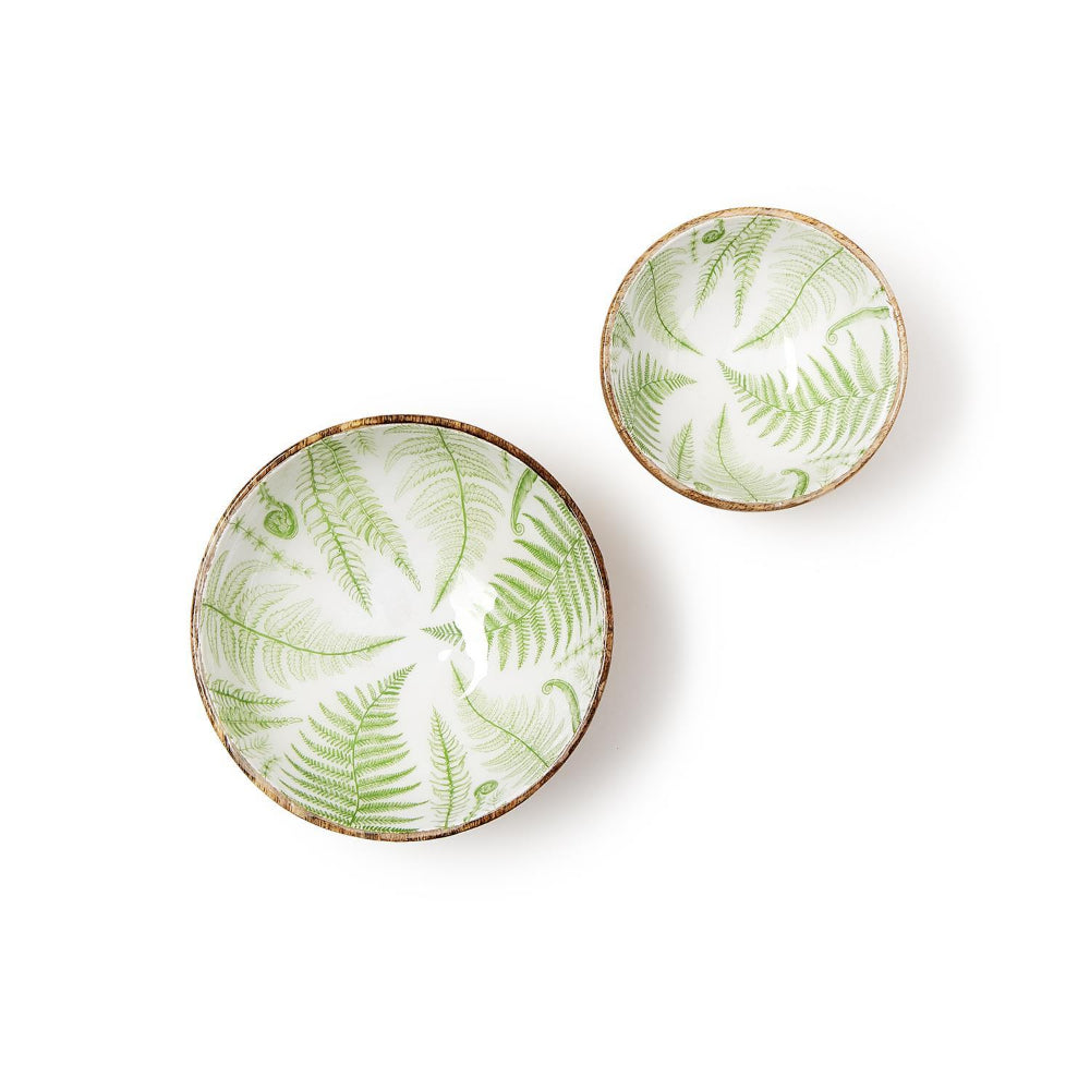 Two's Company Fanciful Fern Hand-Crafted Wood Pedestal Bowls