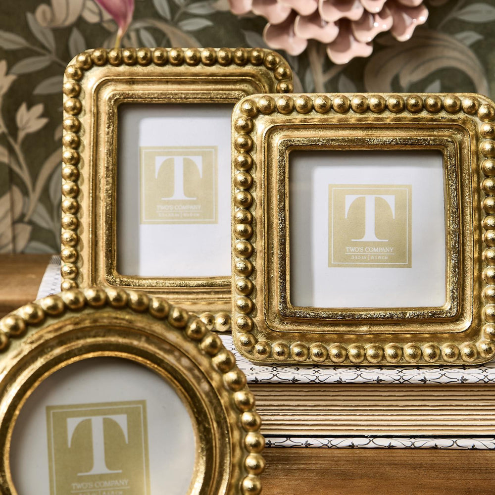 Two's Company Beaded Texture Gold Frame