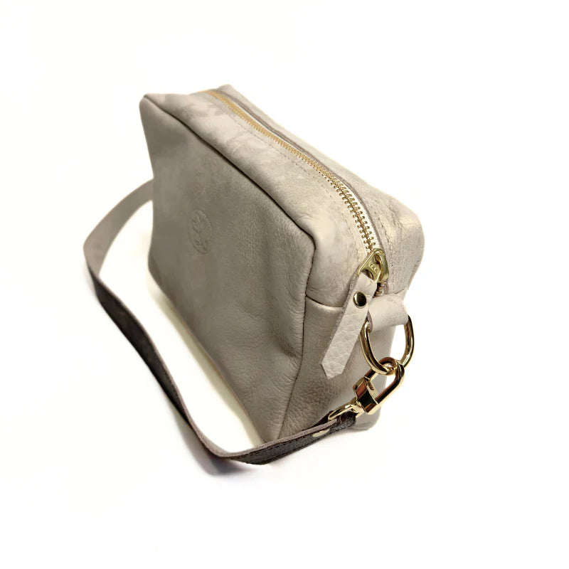 Beaudin Designs Val Shoulder Bag in Stone Leather & Upcycled LV