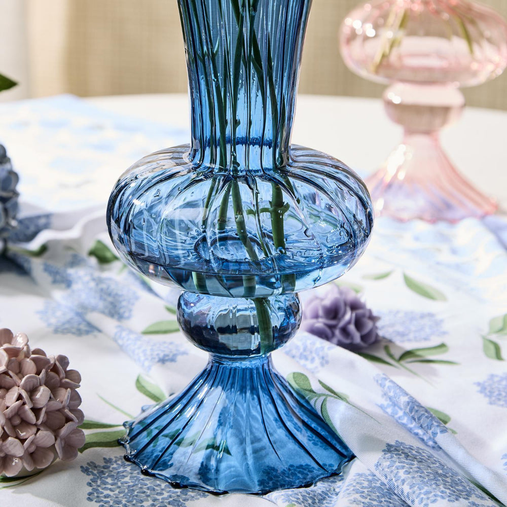 Two's Company Swirl Hand-Blown Glass Fluted Vase