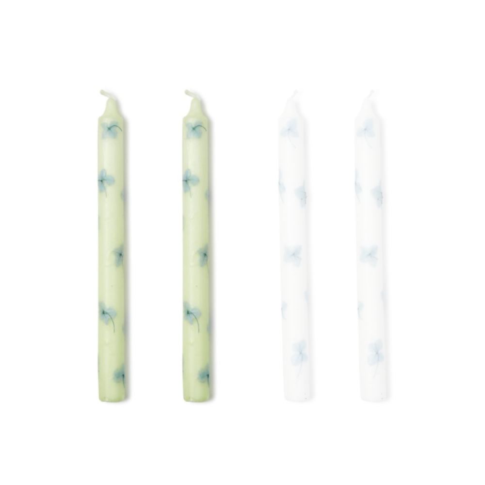 Two's Company Taper Candles with Hydrangea Decal in Gift Box