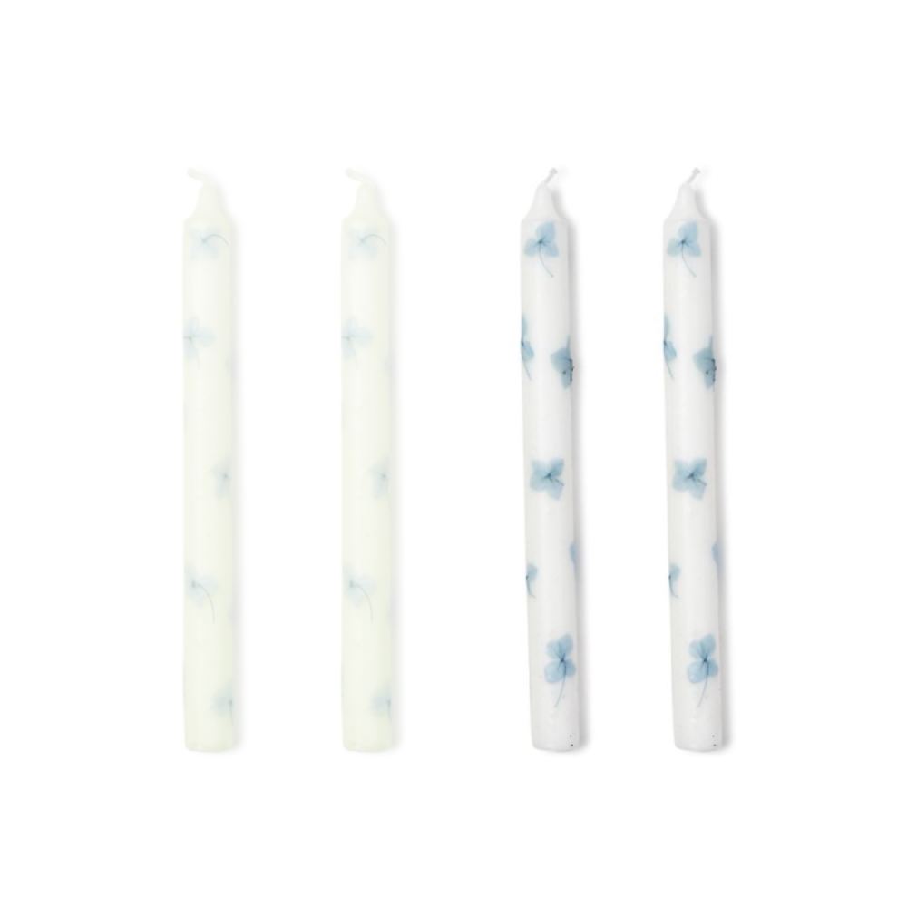 Two's Company Taper Candles with Hydrangea Decal in Gift Box