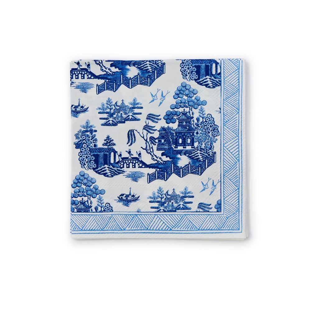 Two's Company Blue Willow Cocktail Napkins - Thumbnail 2