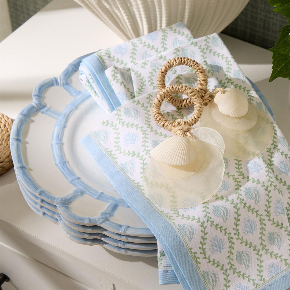 Two's Company Corel Reef Block Print Cloth Napkins Set of 4