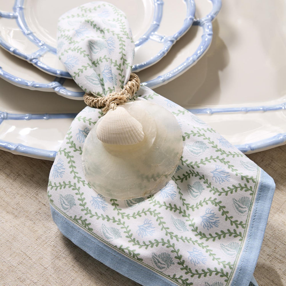 Two's Company Corel Reef Block Print Cloth Napkins Set of 4