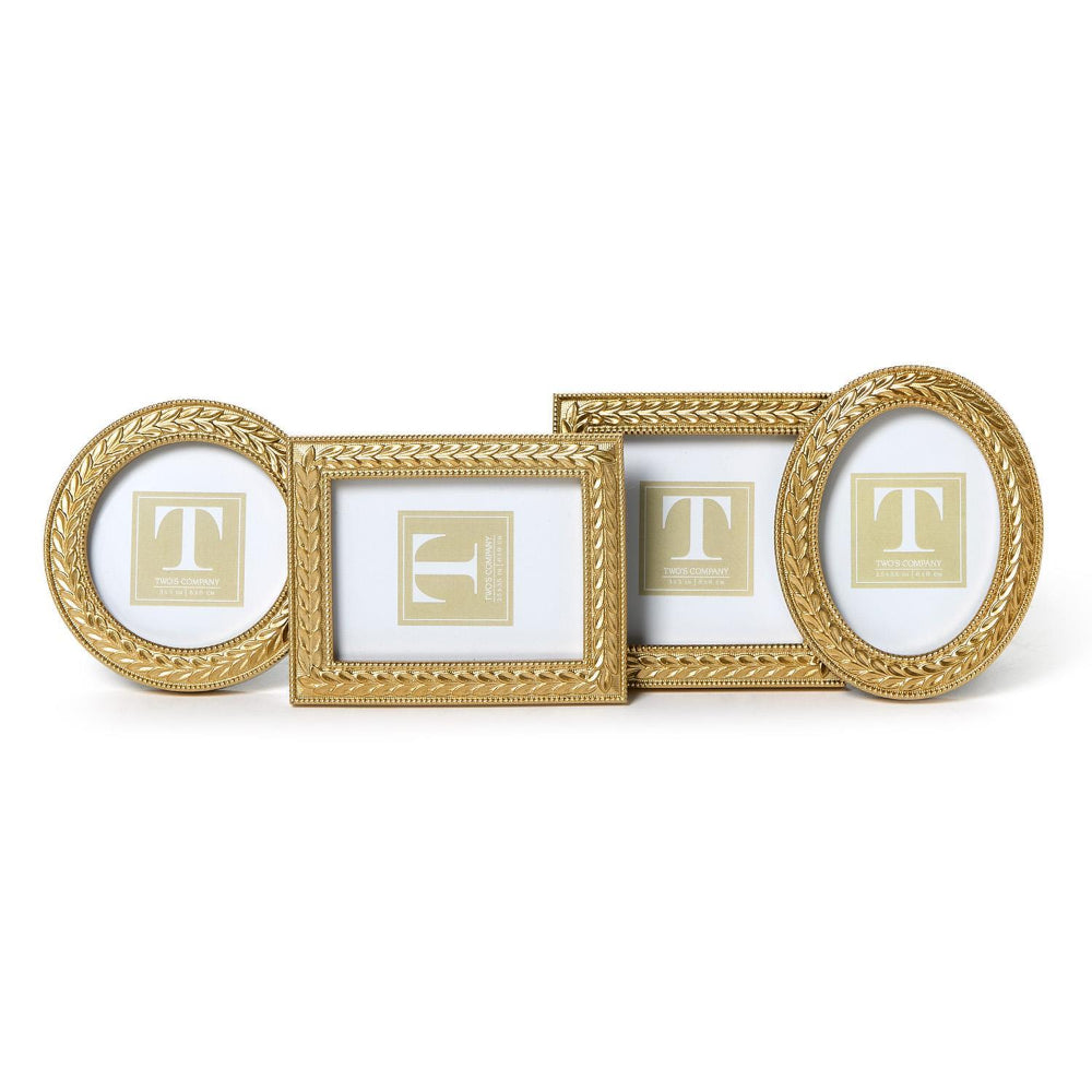 Two's Company Laurel Wreath Gold Photo Frames