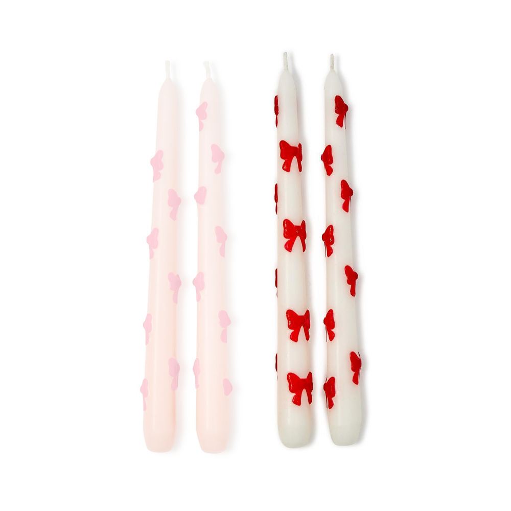 Two's Company Set of 2 Bow Taper Candles in Gift Box