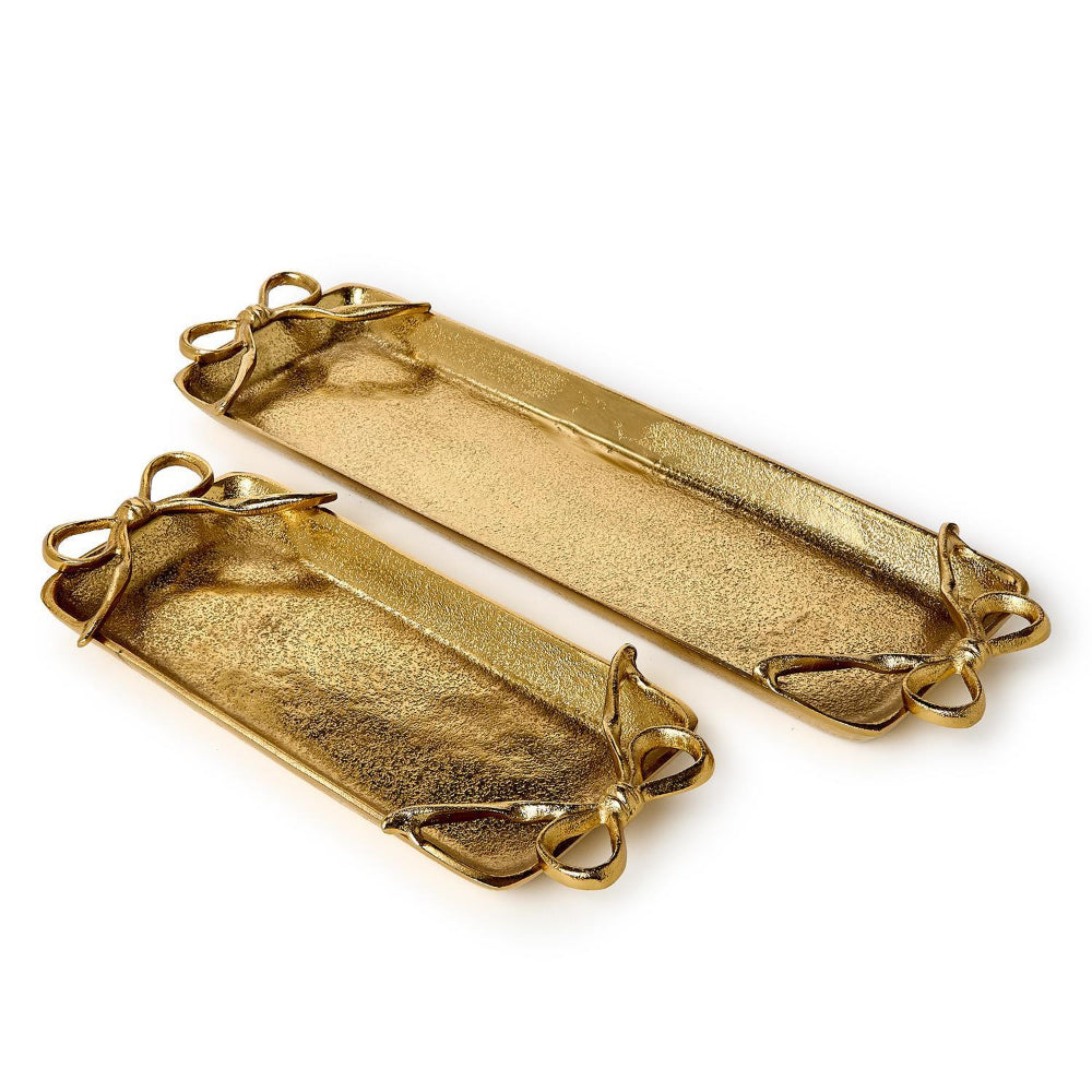 Two's Company Gold Bows Serving Trays