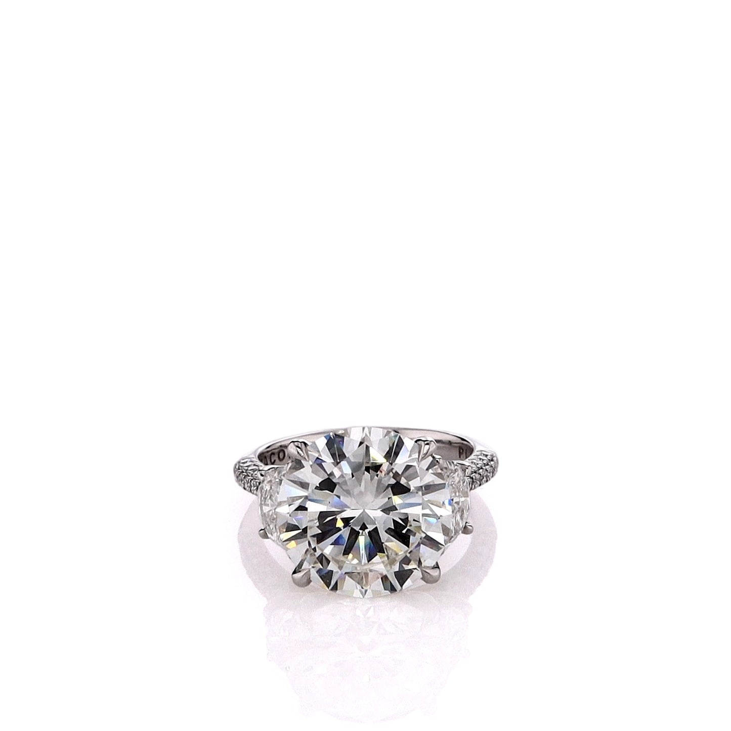 Estate Tacori Platinum 6.18ct Three Stone Center Diamond Engagement Ring