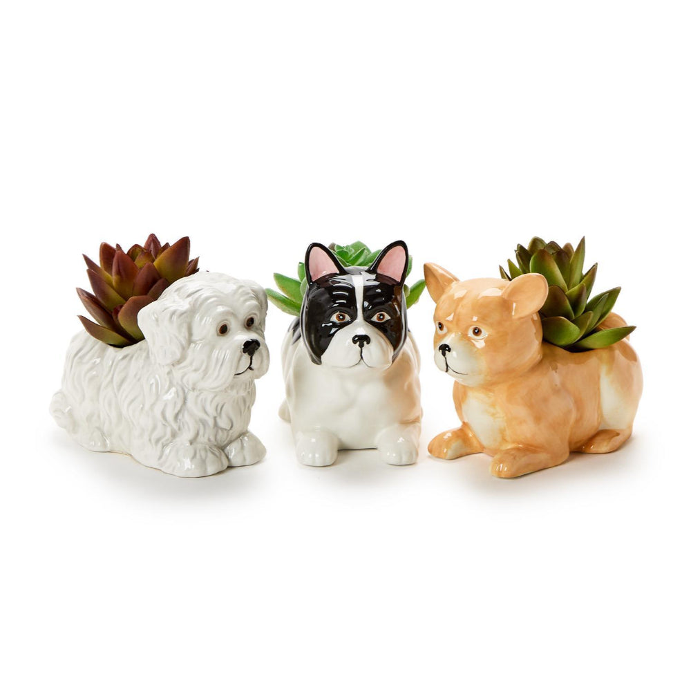 Two's Company Sitting Dog Mini Cachepot