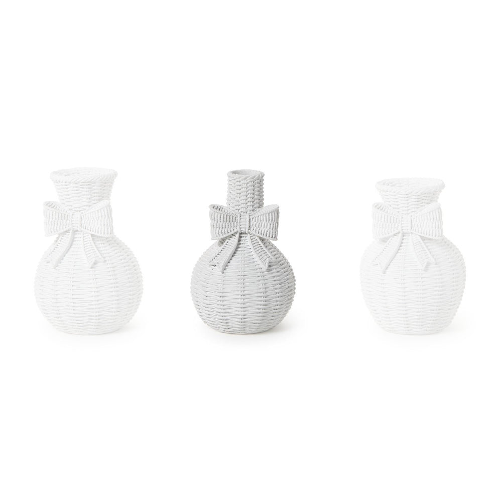Two's Company Bowed Beauties Basket Weave Vases