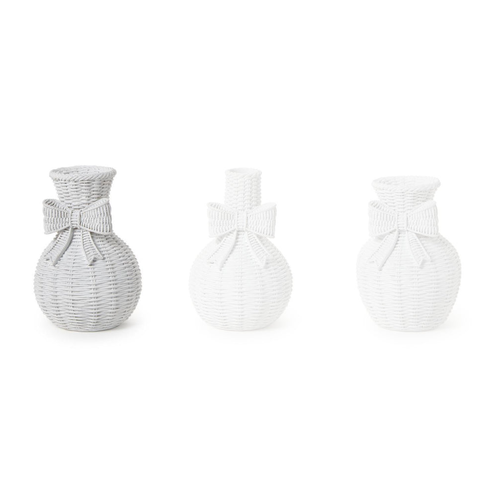 Two's Company Bowed Beauties Basket Weave Vases