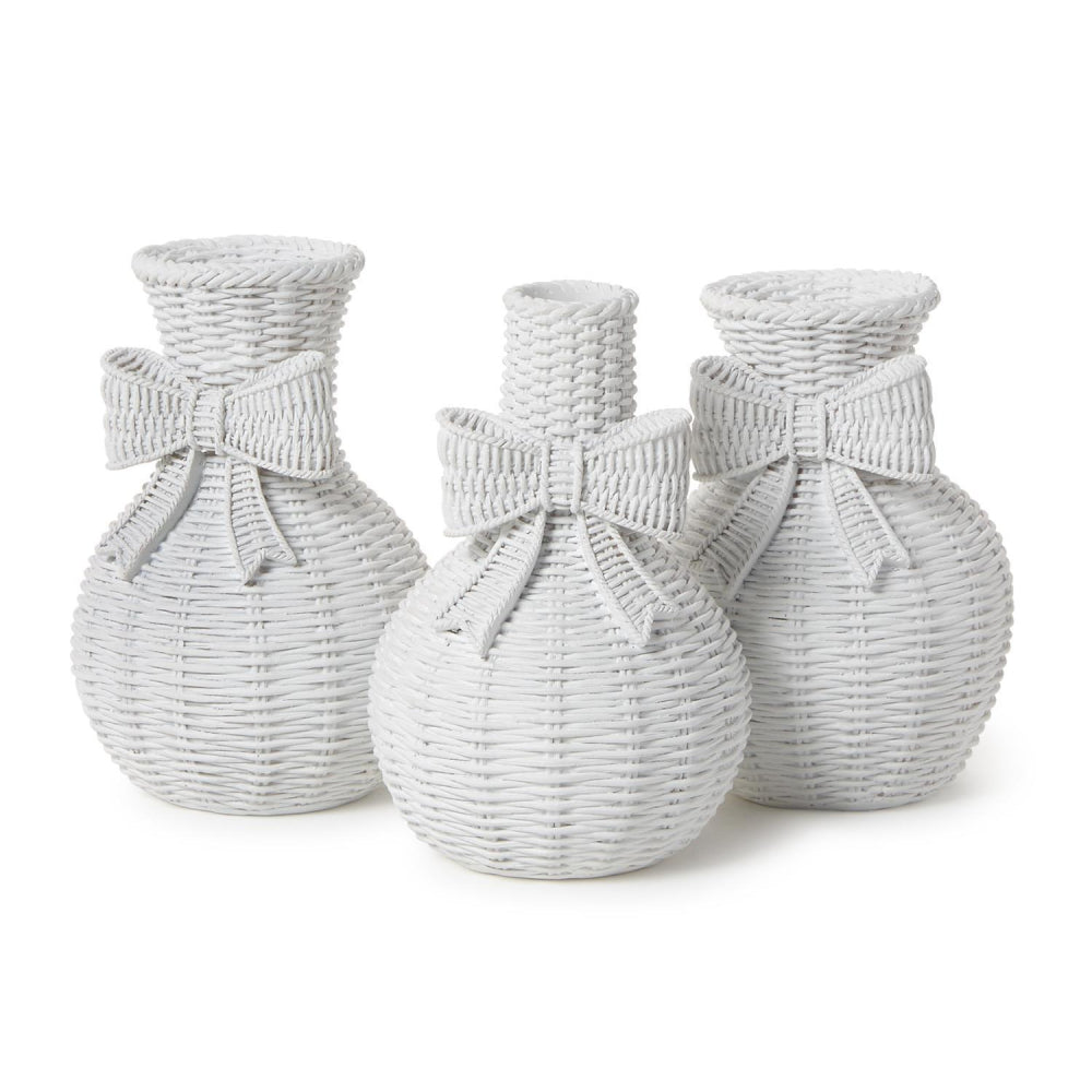Two's Company Bowed Beauties Basket Weave Vases