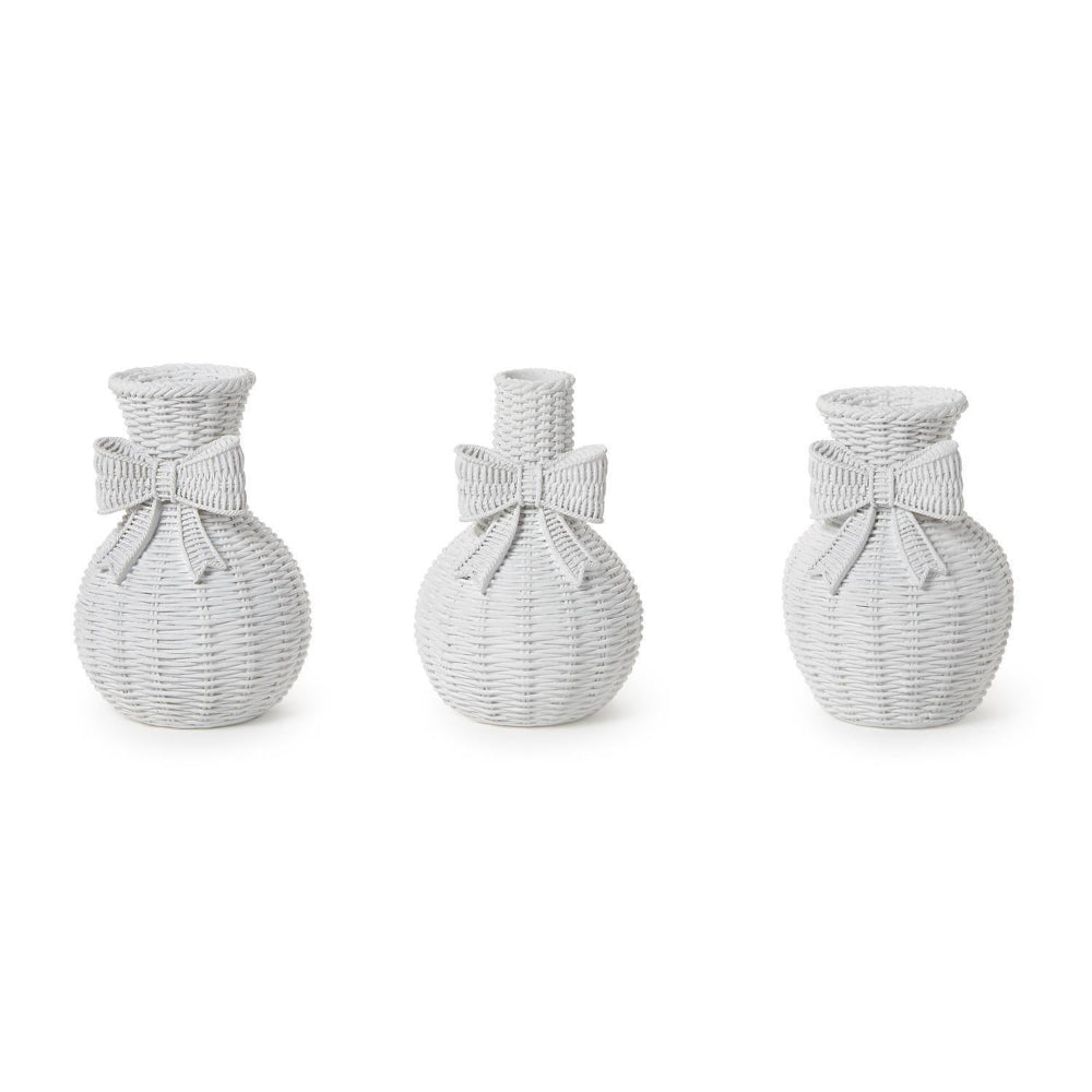 Two's Company Bowed Beauties Basket Weave Vases