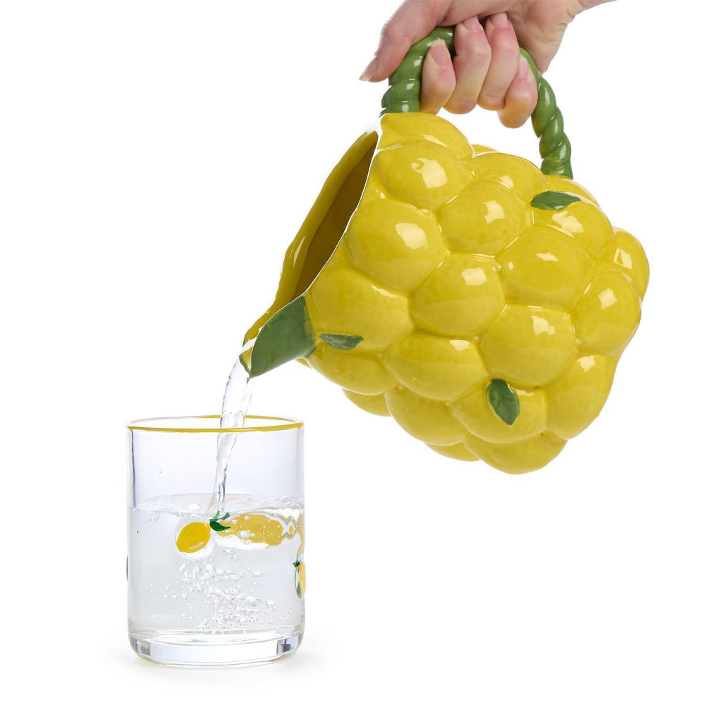 Two's Company Lemon Double Old Fashioned Hand-Painted Glass