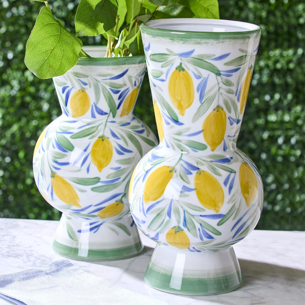 Two's Company Lemon Grove Hand-Painted Vases