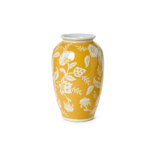 Two's Company Yellow Floral Porcelain Vase - Tall