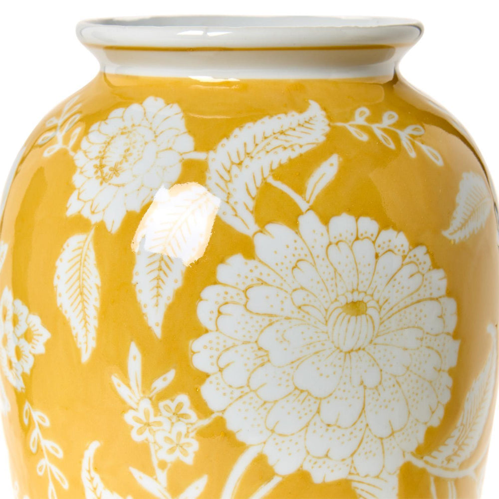 Two's Company Yellow Floral Porcelain Vase - Tall