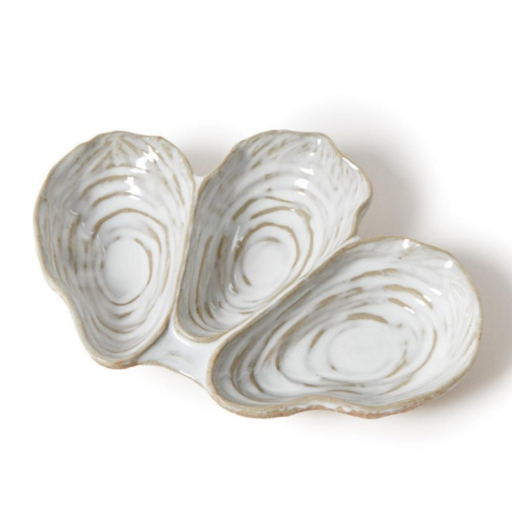 Two's Company Oyster Shell Section Tidbit Tray