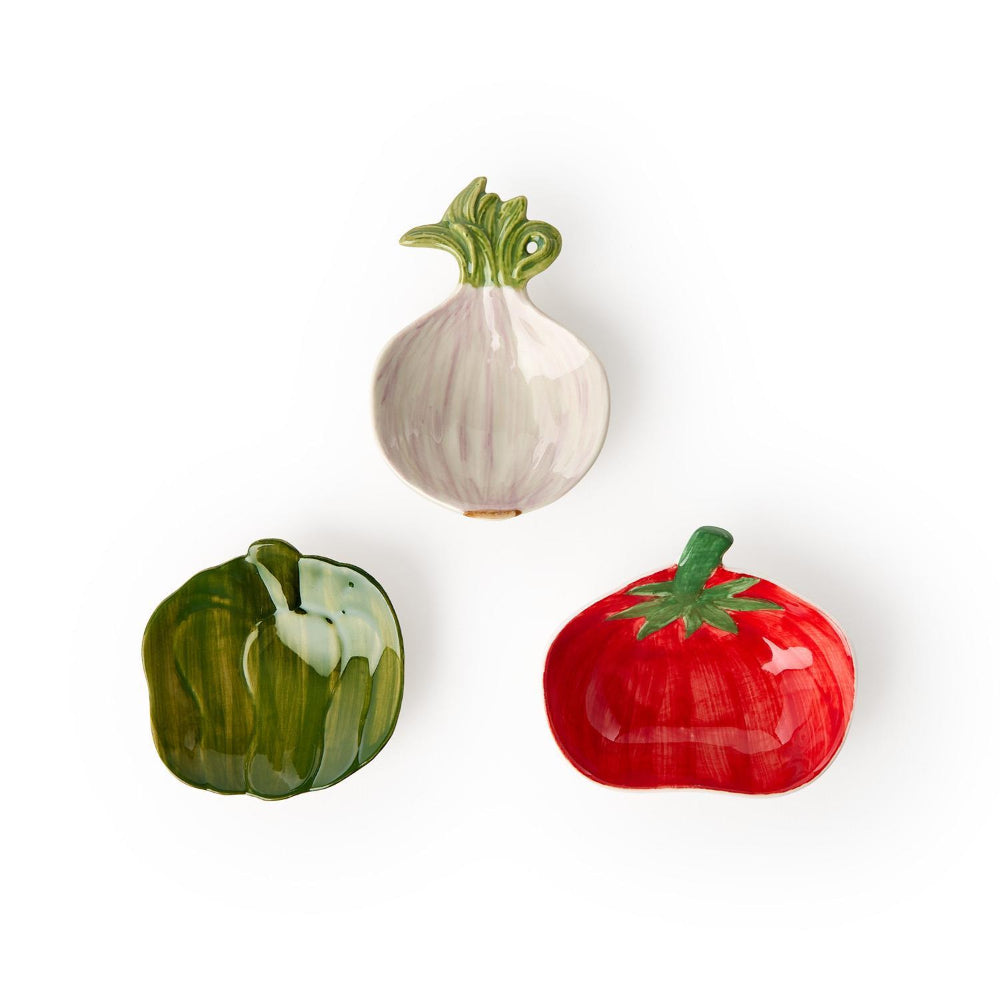 Two's Company Garden Harvest Vegetable Hand-Painted Tidbit Dish