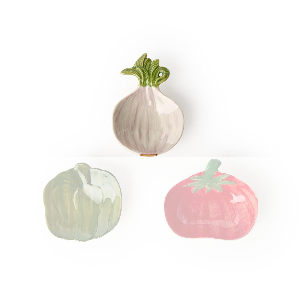 Two's Company Garden Harvest Vegetable Hand-Painted Tidbit Dish