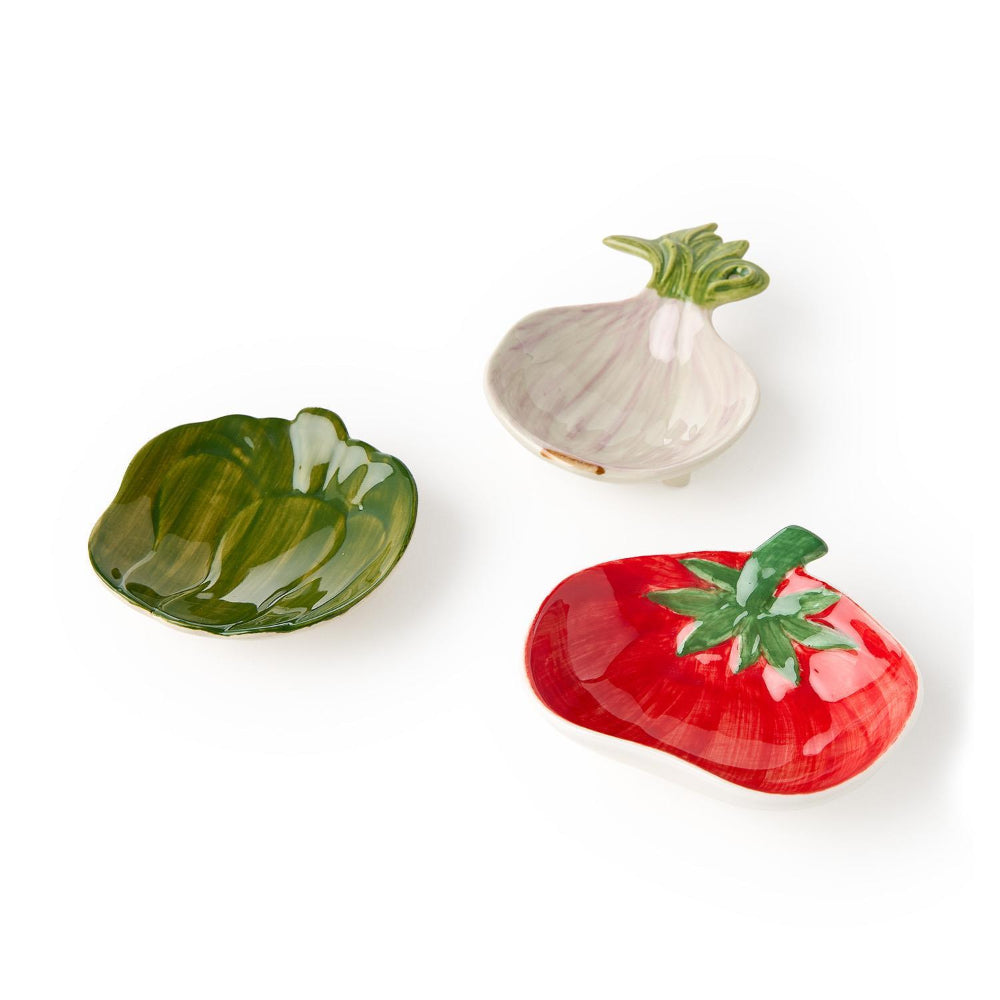Two's Company Garden Harvest Vegetable Hand-Painted Tidbit Dish