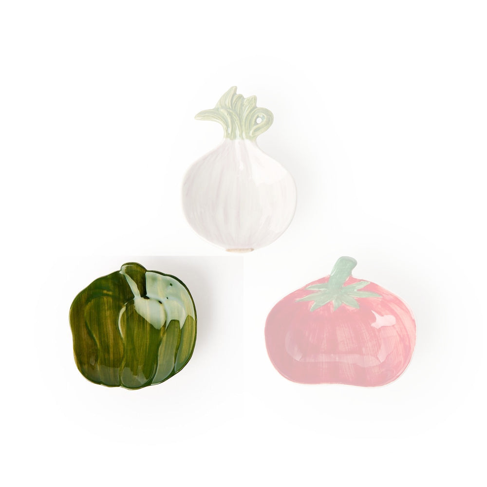 Two's Company Garden Harvest Vegetable Hand-Painted Tidbit Dish